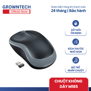 Chuột không dây M185 đầu thu USB 2.4Ghz 1000 DPI thiết kế công thái học thuận cả 2 tay