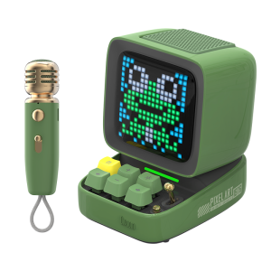 Divoom DitooMic Portable Wireless Bluetooth Speaker Desktop Pixel Art Retro Audio Mini Home Karaoke Microphone Green/Blue/Pink