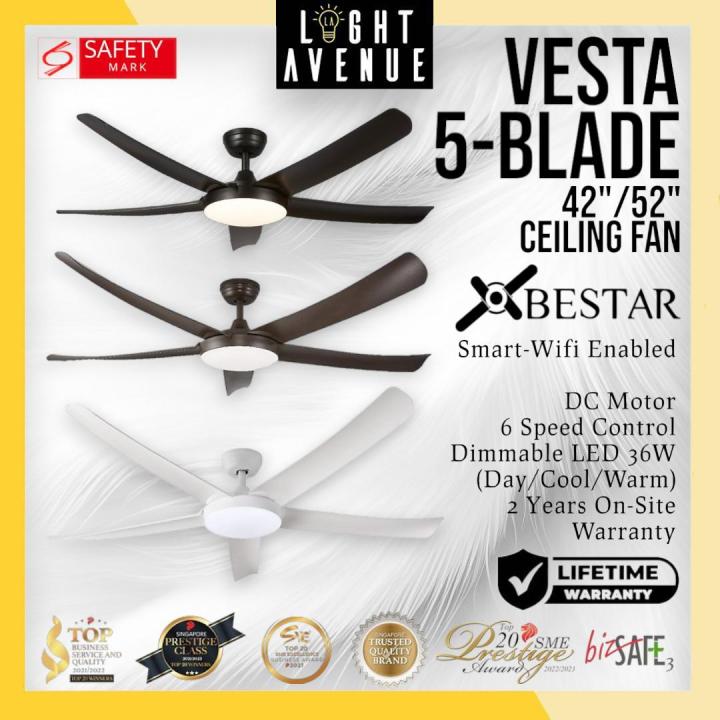 Bestar Star5 DC Ceiling Fan with LED Light & Remote Control ( 38/48/58