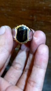 cincin batu black jade giok hitam aceh model trompah
