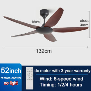 GOGEOUS Nordic Modern industrial ceiling fan big size Strong Winds With Remote 42/52Inch Silent 6 Speeds 3 Blades DC Motor ceilings fan ceiling fan heavy duty Silent Copper Motor ceiling fans for living room Kitchen Dining Bedroom