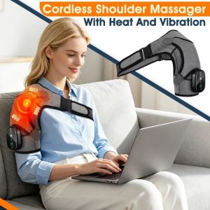 WARMSUN Warm Compress Electric Shoulder Massager Non-Slip Heating and Vibration Shoulder Heating Pad Thermal Brace Adjustable Heated Shoulder Brace Shoulder
