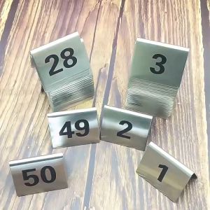 Stainless Steel Table Number Cards Set 1–50 Freestanding