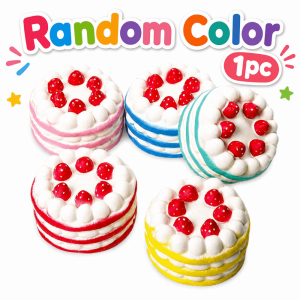 INEXTIN PU Material Simulation Food Toy Strawberry Cake Design Color Random Stress Relief Toys Portable Slow Rebound Function Pinch Stress Toy For Kids