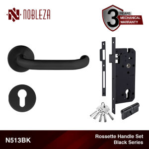 NOBLEZA Rosette Kunci Pisah Handle Gagang Pintu Stainless Matte Black Nikel N642