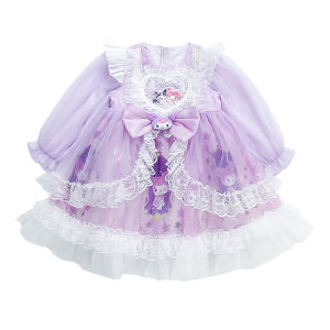 SHUNAICHI Halloween Christmas Anime Sanrio Cosplay Princess Dress Kuromi Lolita Childrens Costume Dresses Puffy Skirt Suit Halloween Cute Girl Birthday Gift