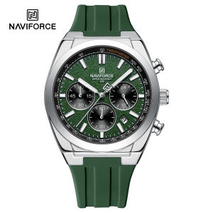 Naviforce ban đầu đồng hồ thời trang nam lịch thạch anh phong trào Dây đeo Silicon Đồng hồ bấm giờ đeo tay phát sáng 30m không thấm nước Nam Đồng hồ đa năng giản dị nf8080