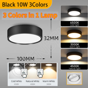 [COD] CHENBEN Đèn Led thay đổi 3 màu Âm Trần 220-265V Đèn Trần Chiếu Sáng Gắn Trên Bề Mặt Tròn Bằng Nhôm 5W 10W 15W 25W Đèn Trần Thiết Bị Chiếu Sáng Trong Nhà Gia Đình