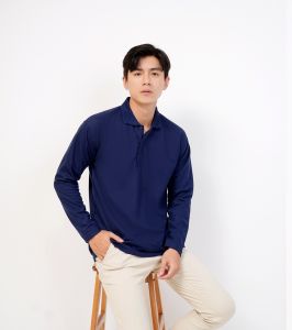 Kaos kerah Navy lengan panjang 100%  KATUN PREMIUM QUALITY / Kaos Kerah Polos Lengan Panjang NAVY / BIRU DONGKER  - Kaos Kerah Lengan Panjang navy - Kaos Kerah panjang Navy / KAOS KERAH PRIA LENGAN PANJANG KATUN PREMIUM QUALITY