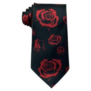 Stylish Mens Silk Feel Necktie Rose Heart Bear Pattern Polyester Fabric Long Tie Ideal Valentines Day Gift For Him