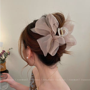 Fashion Fairy Mesh Bow Big Hair Claw Clips for Girls Summer Flower Plate Hair Clamps for Women Fashion Simple Hair Pins Head Accessories