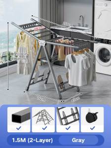 Heavy-Duty Folding Clothes Drying Rack with Wheels – Thickened Load-Bearing Quilt & Garment Hanger with Telescopic Rod Clothes Hanger Laundry rack clothes drying rack