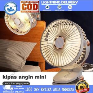 Kipas Mini jepit Kipas Angin Mini USB Klip dengan Lampu Tidur Bisu Portabel untuk Siswa & Kantor