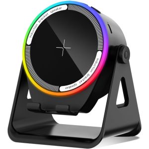 Wireless Induction Speaker No pairing required | Mobile phone stand speaker | RGB lighting | Stereo | 360 adjustable stand | For iPhone/Android