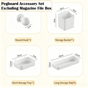 Magazine File Holder with DIY Pegboard Set File Box Desktop Book Stationery Organizer Desk Storage Rack for School Office