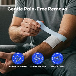 Komoko Tape (2 Pack) Surgical Tape Pain-Free Removal Micropore Tape Waterproof Bandages for Wound Care Hypoallergenic Repositionable Adhesive Tape for Sensitive Skin 1" x 4 Yards