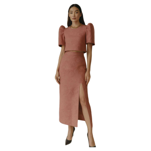 DIVINENew Hot Trend Best Seller Trending Puff Sleeves Top and High Slit Maxi Pencil Skirt   •   xs to medium  •  classy and elegant •  timeless classic  •  timeless piece •  casual office or party •  classic piece •  super kapal ng tela •  hindi kayo ma