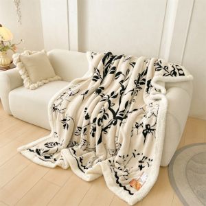 Dansunreve dày chăn ấm nhung chất lượng cao Houndstooth/bướm chạm khắc chăn phù hợp với cho phòng ngủ/sofa/văn phòng