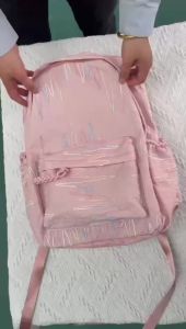 FRIDA BAG#4046 Functional 16inch Canvas School BACKPACK embroidered colorful geometric wave pattern