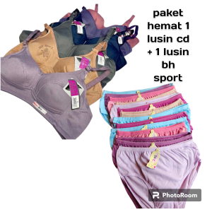 paket hemat 1 lusin bh sport dan 1 lusin celana dalam wanita