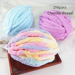 250g/pcs Thick Chenille Yarn for Crochet Blanket Cushion Scarf Hat Pet Nest Diy Soft Fluffy Comfortable Warm Thread Green White