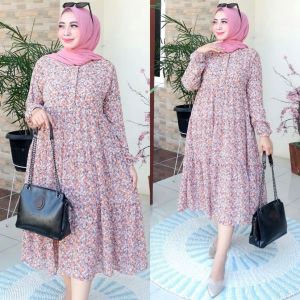 MIDI DRESS BAHAN SERUTY BABYDOL / MIDI VIRAL 2024 / DRESS MOTIF BUNGA / GAMIS DRESS KEKINIAN / DRESS SIMPLE DAN ELEGAN MEWAH