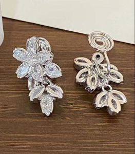 KAIROS Zircon Leaf Clip-On Earrings Adjustable Coiled Ear Clips