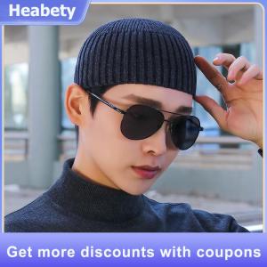 【Heabety】 Street Solid Color Knitted Cap Brimless Warm Vintage Dome Hat Elastic Outdoor Melon Beanie Cap