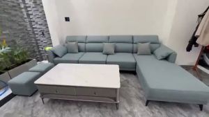 Sofa Góc L SMARTHOMES Bọc Da Cao Cấp Kích Thước 3m2x1m8 Cho Phòng Khách Hiện Đại
