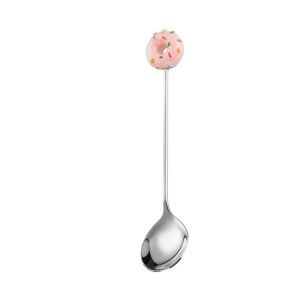 ANGY  Stainless Steel Donut Spoon Adorable Colorful Designs Coffee Spoons Perfect Mini Salad Mixing Spoon Dessert Stirring
