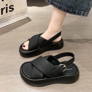 WomenS Summer 2025 New Fashionable High-End Thick-Soled Versatile Casual Roman Shoes Cloud Loafers