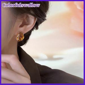 Colorfulswallow Cổ Điển Nâu Nhựa Tiger Eye Đá Bông Tai Cho Phụ Nữ Thời Trang Bông Tai Cá Tính Maillard Màu Đồ Trang Sức Quà Tặng