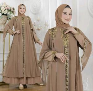 ZIFA FASHION // COD // ARABIAN DRESS LENI RENDA COKLAT // GAMIS ARAB WARNA BESTSEELER // BAHAN JERSI MIX CRUTY // READY SIZE M L XL XXL // JUMBO BISA // SIAP KIRIM // *DZ