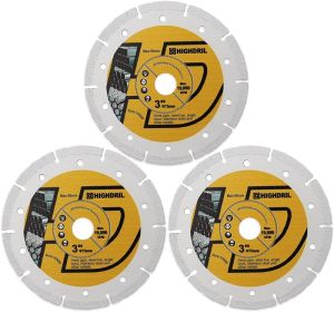 HIGHDRIL 3 Inch Circular Saw Blade - 3pcs Carbide Wood Cutting Disc with Arbor 10MM for Wood Gypsum Board Fiberglass Rubber Plastic Cement Residue