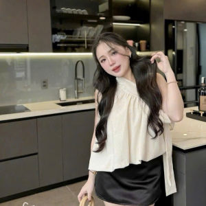 MK_ Set váy công sở thanh lịch set tiểu thư thiết kế đi tiệc áo lệch vai thắt nơ form Bí bồng mix váy mini chữ A