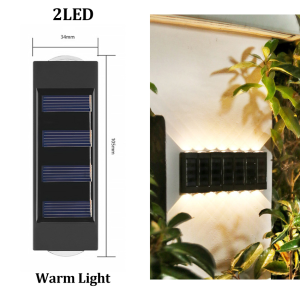 Vimite 4LED Solar Wall Light Outdoor Waterproof Automatic Sensor Spotlight Warm White Garden Lamp for House Fence Street Balcony Christmas Decor Lighs