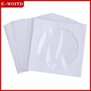【E-WOITD】 ซองใส่ซองใสพร้อมฝาปิด ถุงกระดาษพับสีขาว บรรจุแผ่นซีดี ดีวีดี 50 ชิ้น