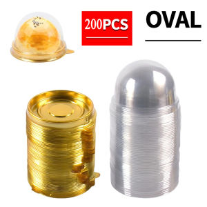 200PCS Oval Pastry Storage Box Clear Plastic Mini Cupcake Container Mooncake Muffin Pod Dome Muffin Single Boxes