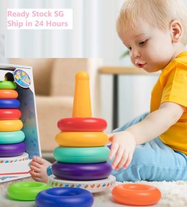 SG-Rock a Stack Infant Toy Ring Stacking Rainbow Musical 7 Colors Shapes Learning for Toddlers Kids