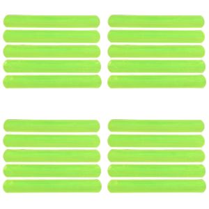 TSEVD 20Pcs Warning Reflective Safety Wrist Strap Green 22/30cm Reflective Slap Bracelet Environmental Protection Visibility Ankle Leg Strap Night Jogging