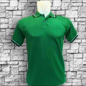 ( Hijau Fuji List ) Kaos Kerah Pendek FO List Warna Hijau Fuji / Hijau Natal List - Kaos Kerah List Lengan Pendek - Kaos Kerah Polos List