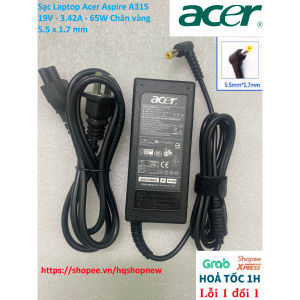 ️[Sạc zin] Sạc Laptop Acer Aspire A315 19V - 3.42A - 65W Chân vàng 5.5 x 1.7 mm