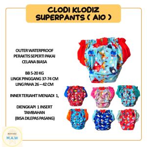 ORIGINAL Clodi All in One Popok Kain Anak Superpants / Clodi AIO Klodiz