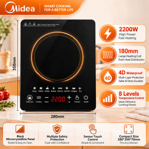 🍲German Fode original stove multi-function touch screen Induction Cooker 2200W Kompor Elektromagnet black/white 微晶电磁炉 Microcrystal panel 8 gears explosion-proof Scratch resistant and easy to clean all copper coil Hot pot stir fry and steaming