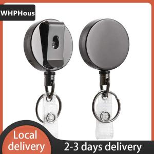 [COD] WHPHous Ship within 24 hours Retractable Metal Wire Keychain Pull Badge Reel ID Lanyard Name Tag Card Badge Easy-to-pull Buckle Rope Elastic Key Ring