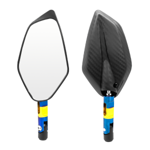 Motorcycle Side Mirror 2tone CNC Short Stem Universal Made IN Thailand-Carbon Mirror