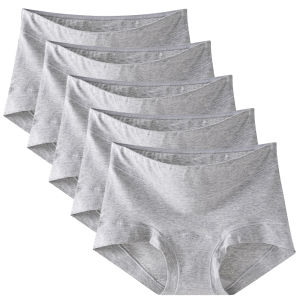 5PCS Women Cotton Underwear Middle Waist Panties Boxer Briefs Breathable Comfort Female Lingerie Plus Size M-3XL