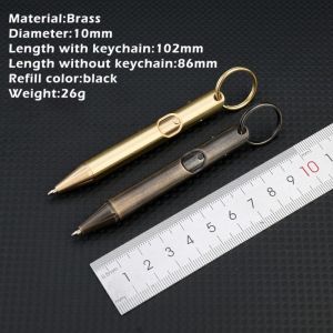 LUZMAR có móc khóa Bút bi mini Đồng thau Di động Bút bỏ túi Bền bỉ Bút viết Văn phòng trường học