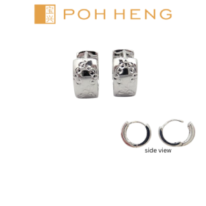 Poh Heng Jewellery 18K Huggies Earrings in White Gold[Online Exclusive]