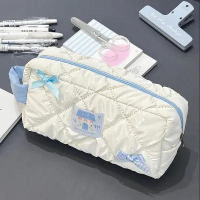 Lovelylife🔥Kotak Pensil Pita Warna Krem Tas Penyimpanan Ceruk Lucu Kotak Pensil Siswa Kapasitas Besar